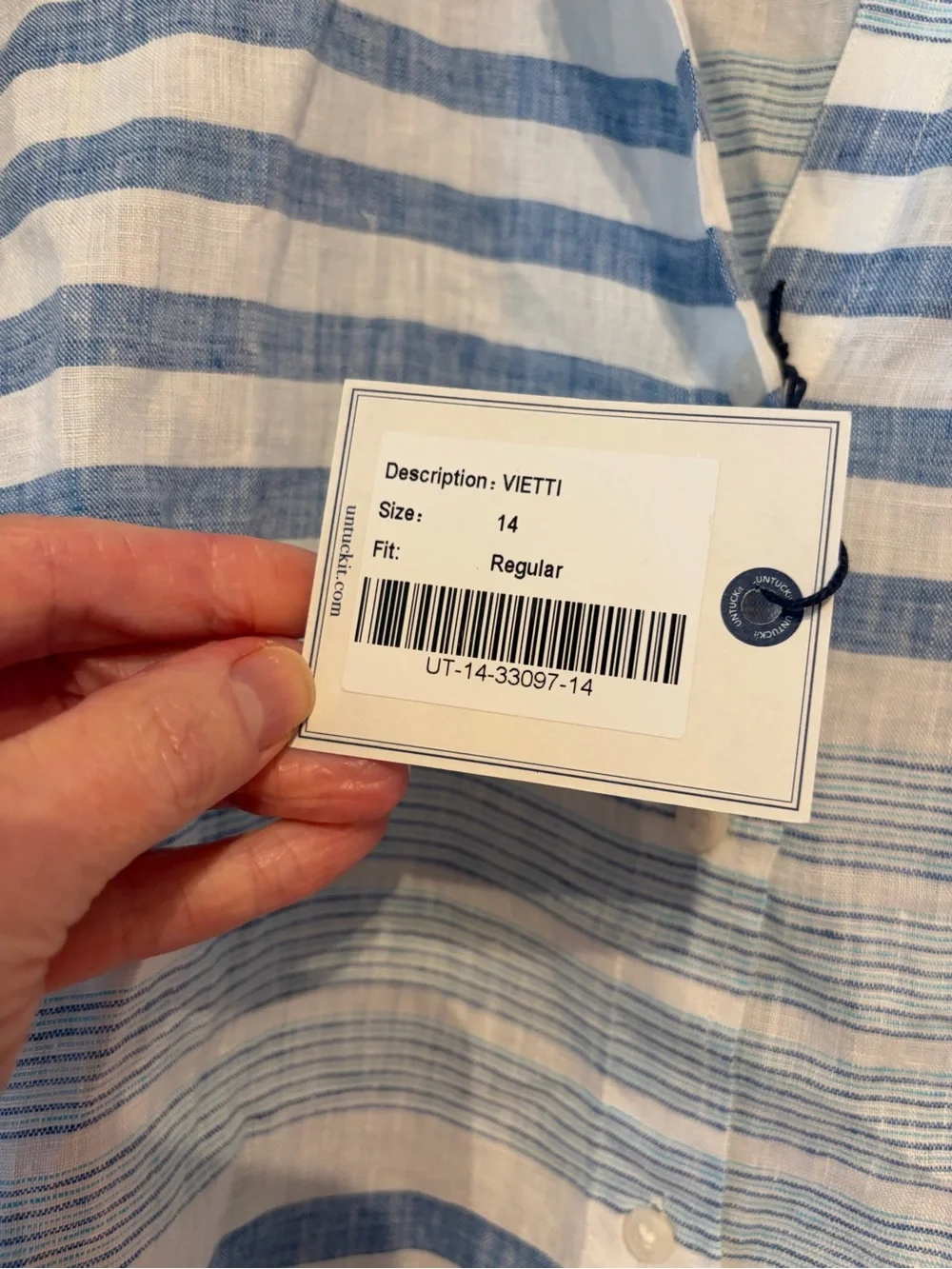 NWT Light Blue 100% Linen Striped Button Down Shirt